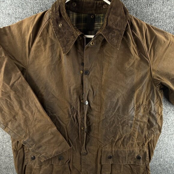 Barbour Moorland A50 Waxed Jacket Men Full Zip Brown Tartan Lined Hunting Adult - Picture 1 of 16